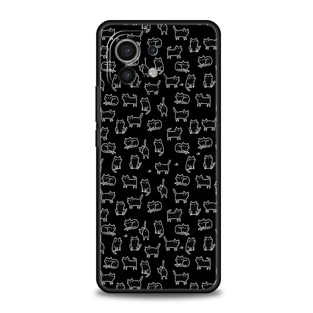 Charming Black Cat Cartoon Soft Phone Case Cover