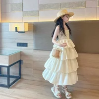 Robe longue d'été à bretelles pour filles, superposée, sans manches, pour enfants et adolescentes, idéale pour les fêtes d'anniversaire, 4-12 ans 3