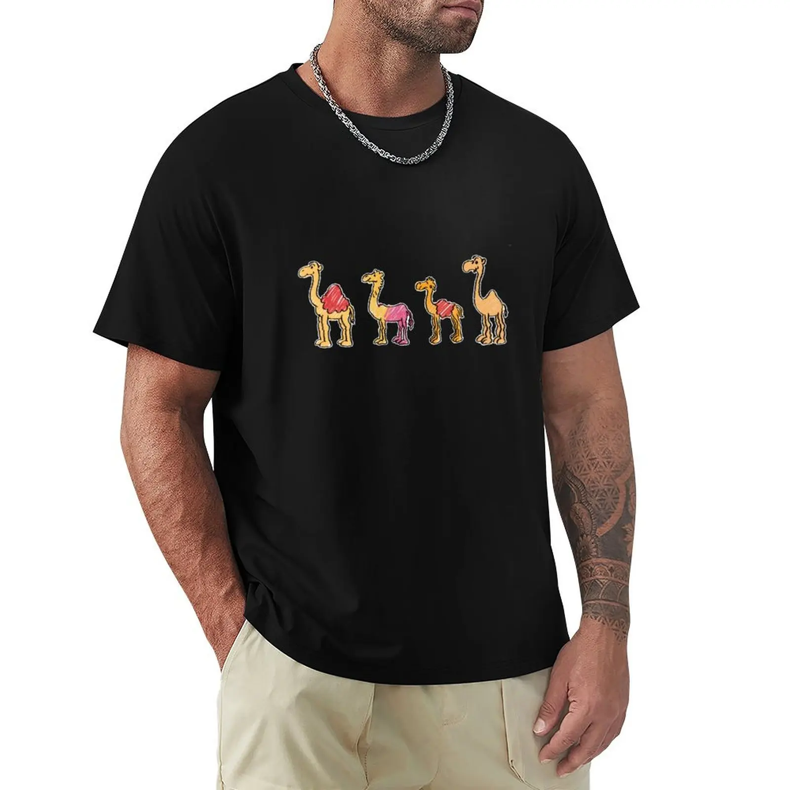 crayon camel animals T-Shirt quick drying plus sizes men t shirt