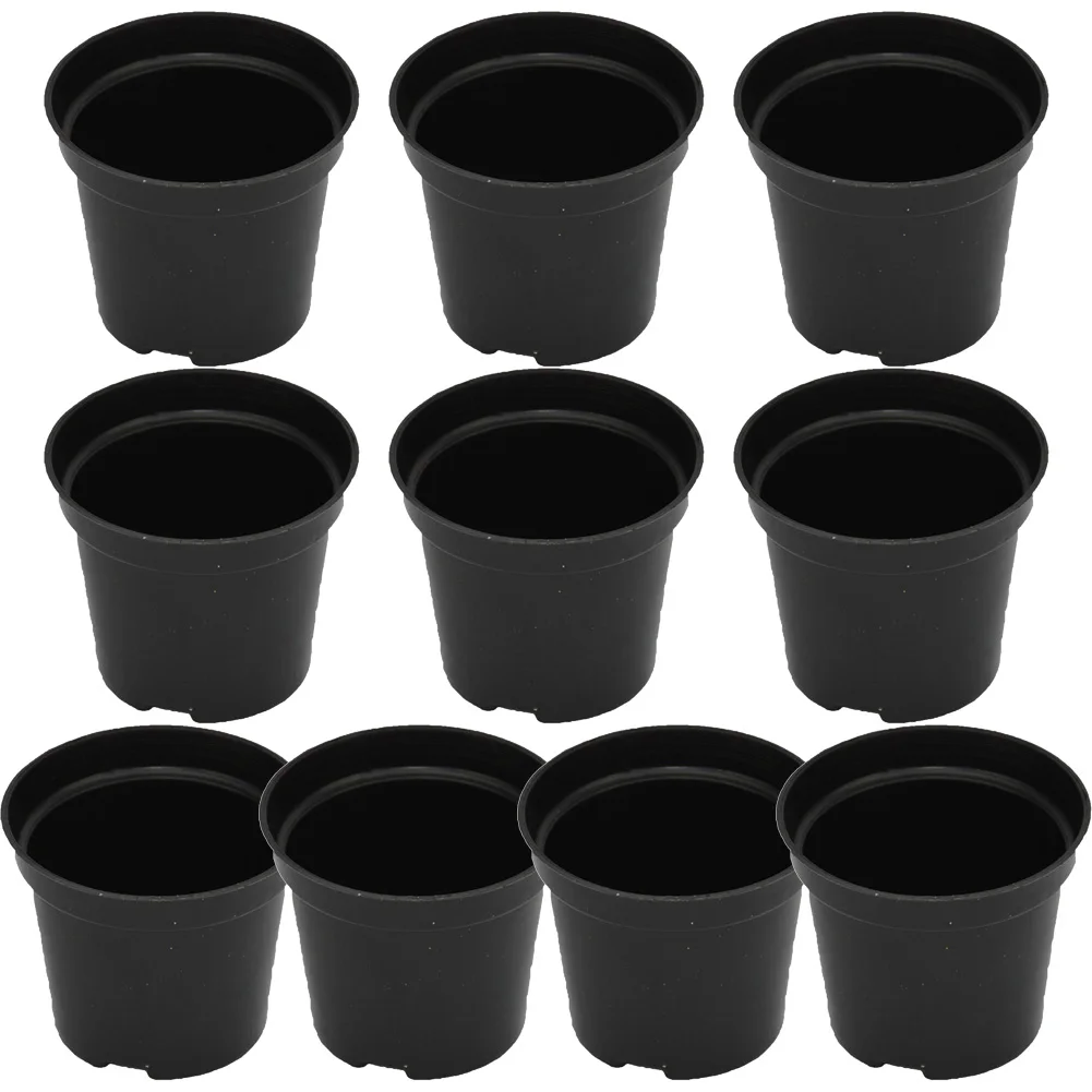 10PCS Plant Pots Black Plastic Plant Nursery Pots Multiple Sizes Large Garden Flower Pot Container For Succulents Cuttings