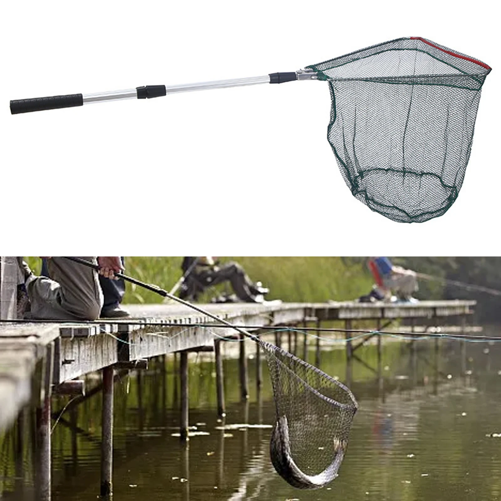 Filet de pêche télescopique pliable avec manche rétractable, accessoire  pour pêcher la carpe, les anguilles et le bar - AliExpress