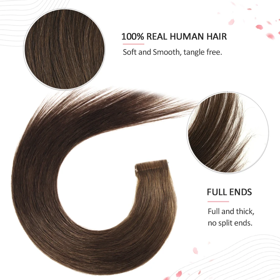 Vlasy Tape in Human Hair Extensions 12" 16" 20" 24" Tape Hair Extension Straight 8/16PCS PU Skin Invisible Adhesive