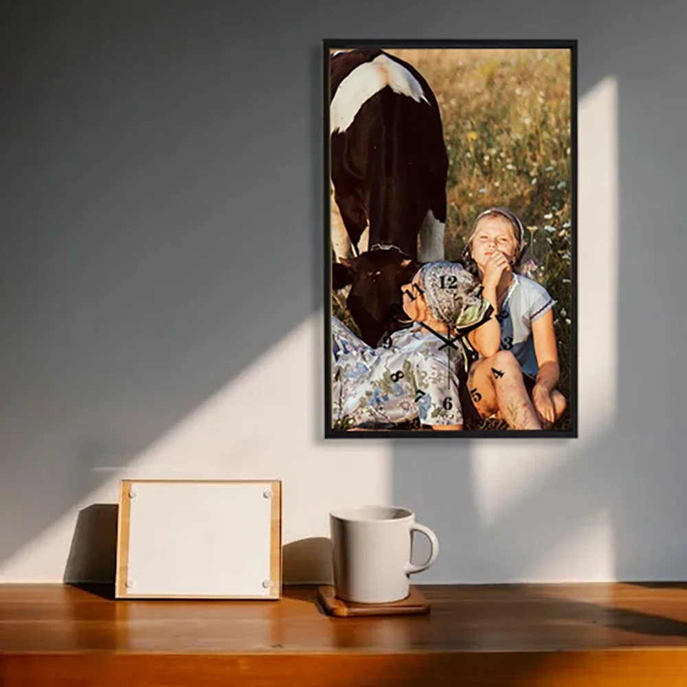 Send Photos to Customize Art Clock Digital Wall Clock Aluminum Alloy Frame 25X40CM Tempered Glass Silent Family Gift