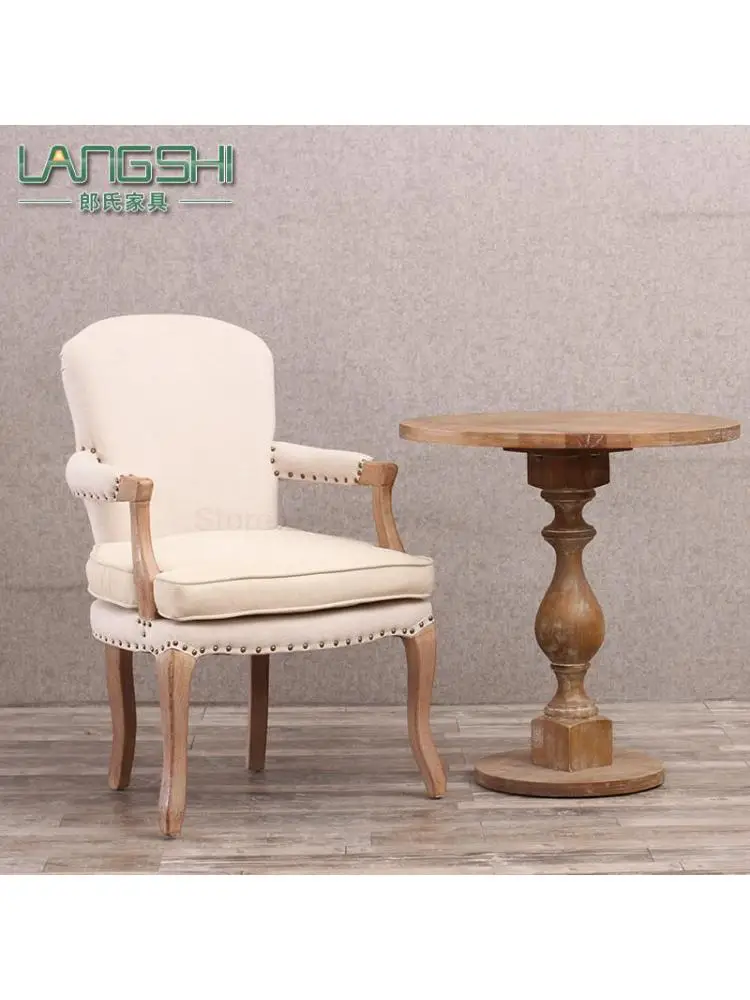 American Single Leisure Chair European Solid Wood Used Dining Chair Dining Bedroom Computer Cafe