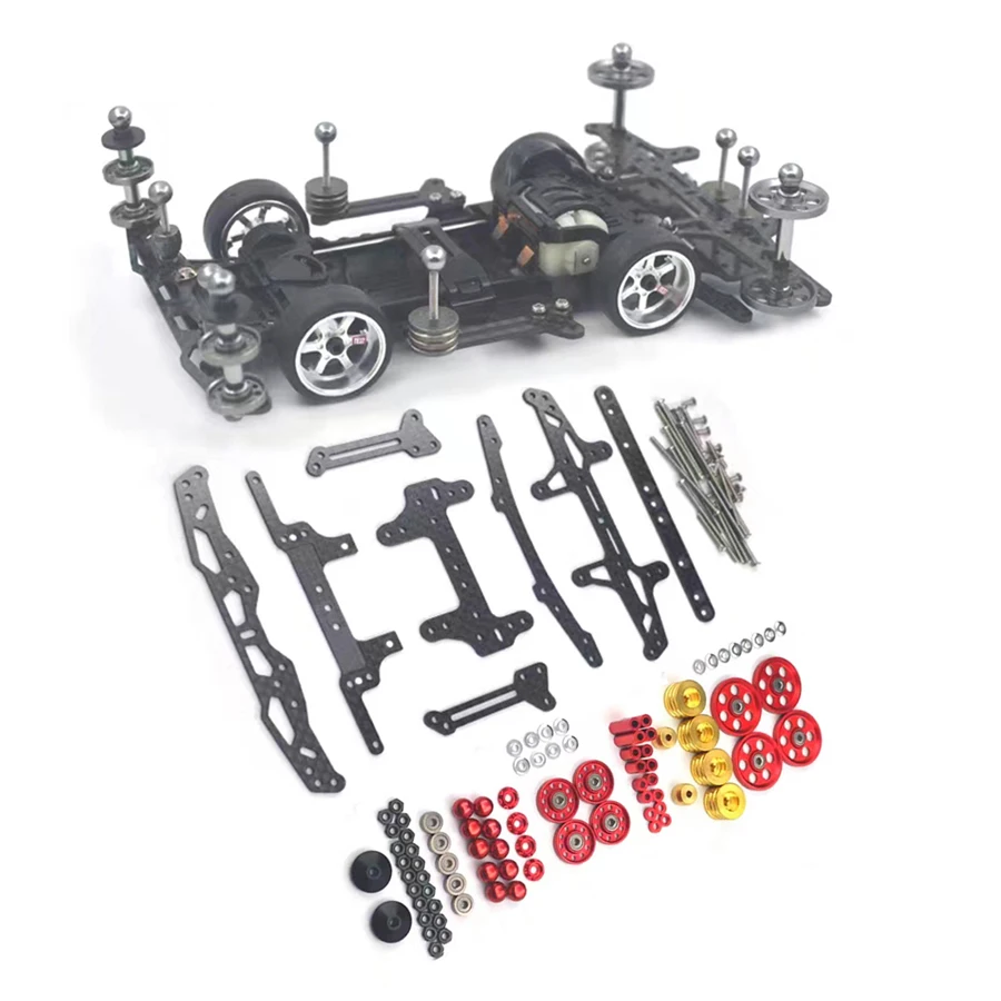 

1Set Modified Kit VZ Chassis Tamiya Mini 4WD Car Modify Upgraded Parts Lightweight Guide Wheel Carbon Fiber Faucet Phoenix Tai
