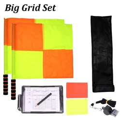 Ultimate Soccer Referee Kit: Premium Checkered Flags, Penalty Cards, Record Book, Pencil, and Whistle (Big Grid Set)