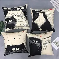 Cute Cat Linen Pillow Cover Pillow Pillowcase 45x45cm Home Living Room Sofa Decoration Pillowcase pillow case 1