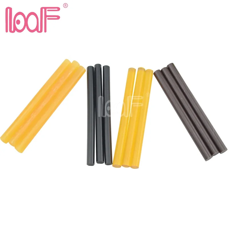LOOF 120pcs (10 packs) 0.7cm hot melt Keratin Glue Sticks for pre-bonded hair extension Black Brown Blonde Transparent blonde