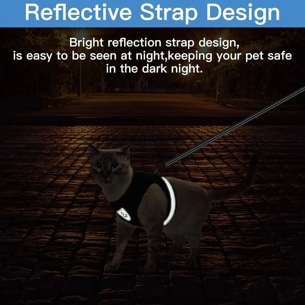 Breathable Cat Harness Escape Proof Cat Harness and Leash Set Kitten Puppy Pet Small Dog Chest Vest No Pull Reflective Chihuahua 4