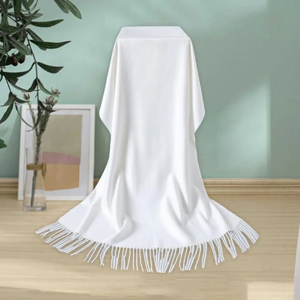 

Однотонная зимняя шаль, стильный женский зимний шарф, украшенный бахромой, теплая плотная шаль для выпускного вечера, защита от солнца