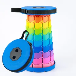 Compact and Colorful Portable Folding Stool for Travel and Outdoor Use (Rainbow blue)