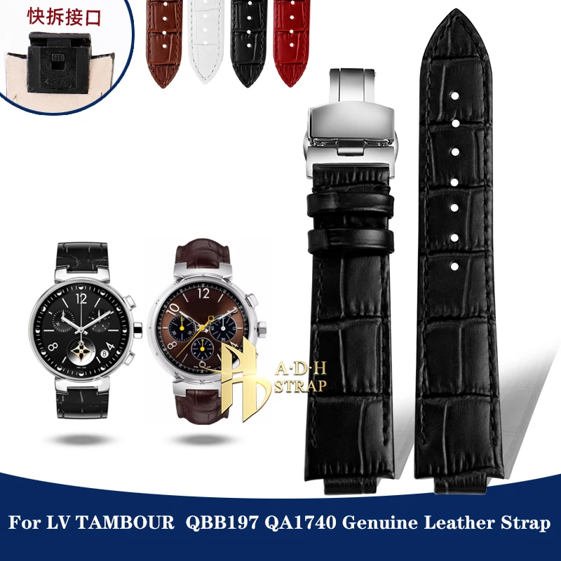 

Convex interface Strap for LV Men Women TAMBOUR Quick Release QBB197 QA1740 Louis Vuitton Genuine Leather Watchband 18mm 21mm