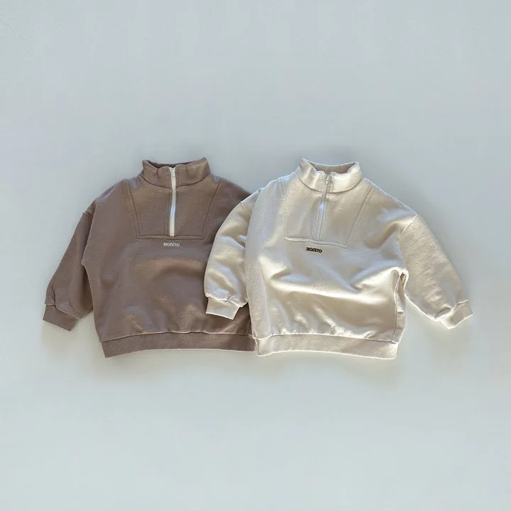 Description Picture 2 of item2025 Autumn New Baby Boy Girl Solid High Collar Zipper Sweatshirt Children Cotton Loose Casual Tops Kids Long Sleeve Clothes