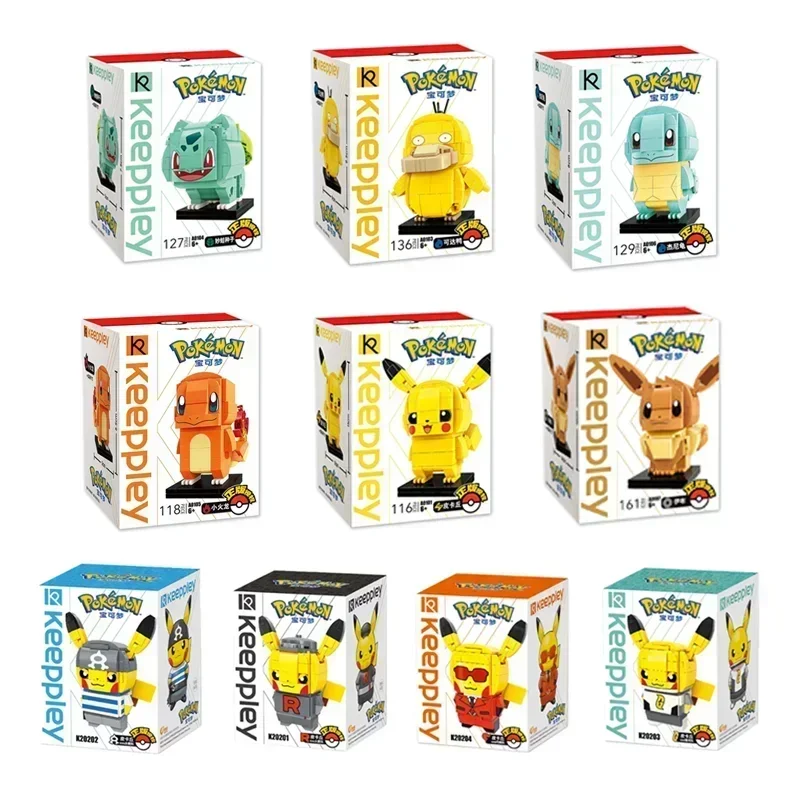 

Keepley Pocket Monster Pokemon Pikachu Psychk Charmander Assembly Block Children's Toy Kawaii Squirtle Model Gift Decoration