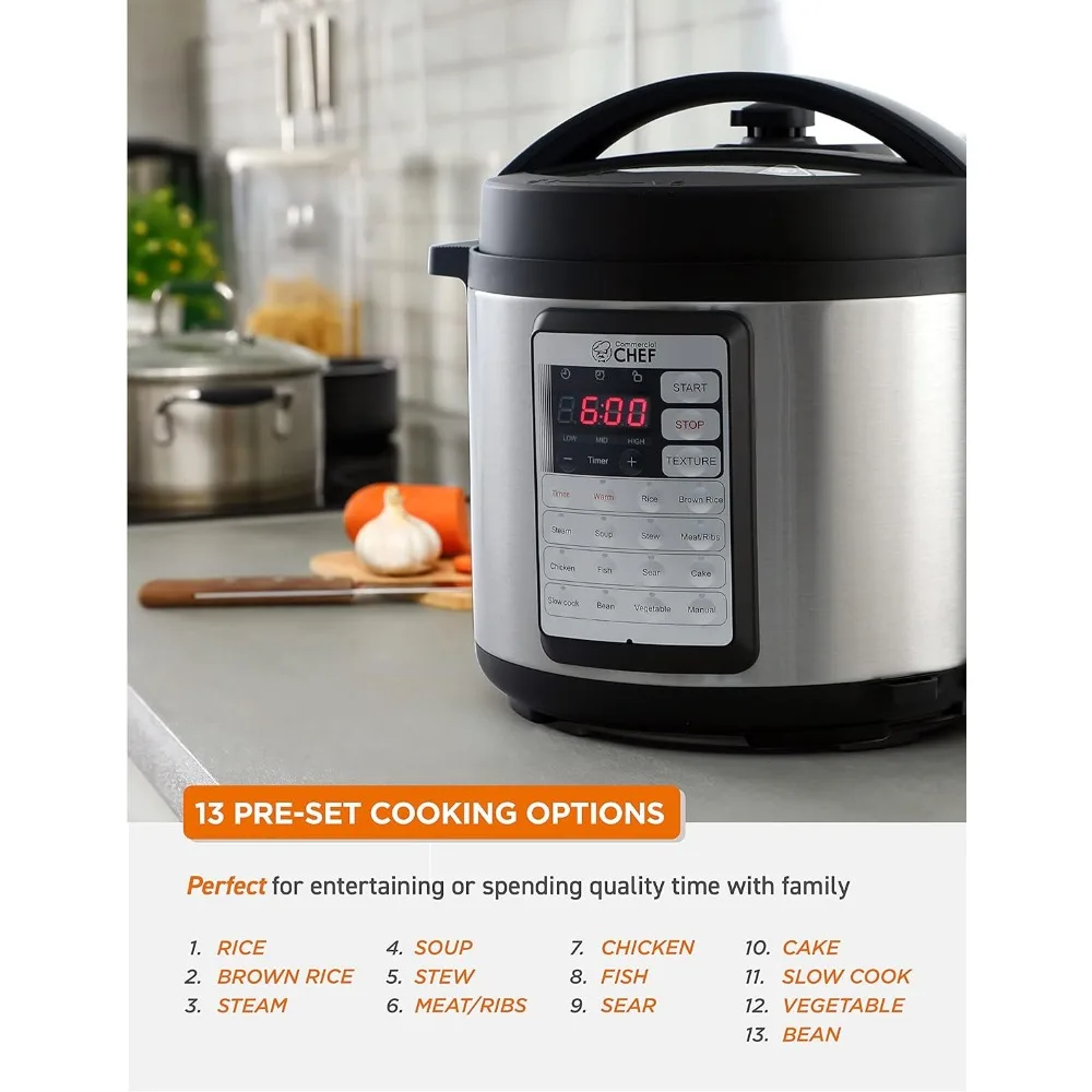 Electric Pressure Cooker 6.3 Quarts, 24-Hour Preset Timer, Stainless Steel Interior with Safety Features 3