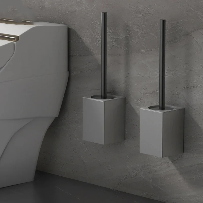 Toilet Brush Holder Wall Mounted Bathroom Cleaning Brush Toilet Brushes For Cleaning Storage Space Aluminum