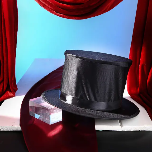 Black Folding Top Hat Spring Magic Tricks Appearing/Vanishing Objects Hat Stage Accessories Gimmick Magician Comedy Party Props 1