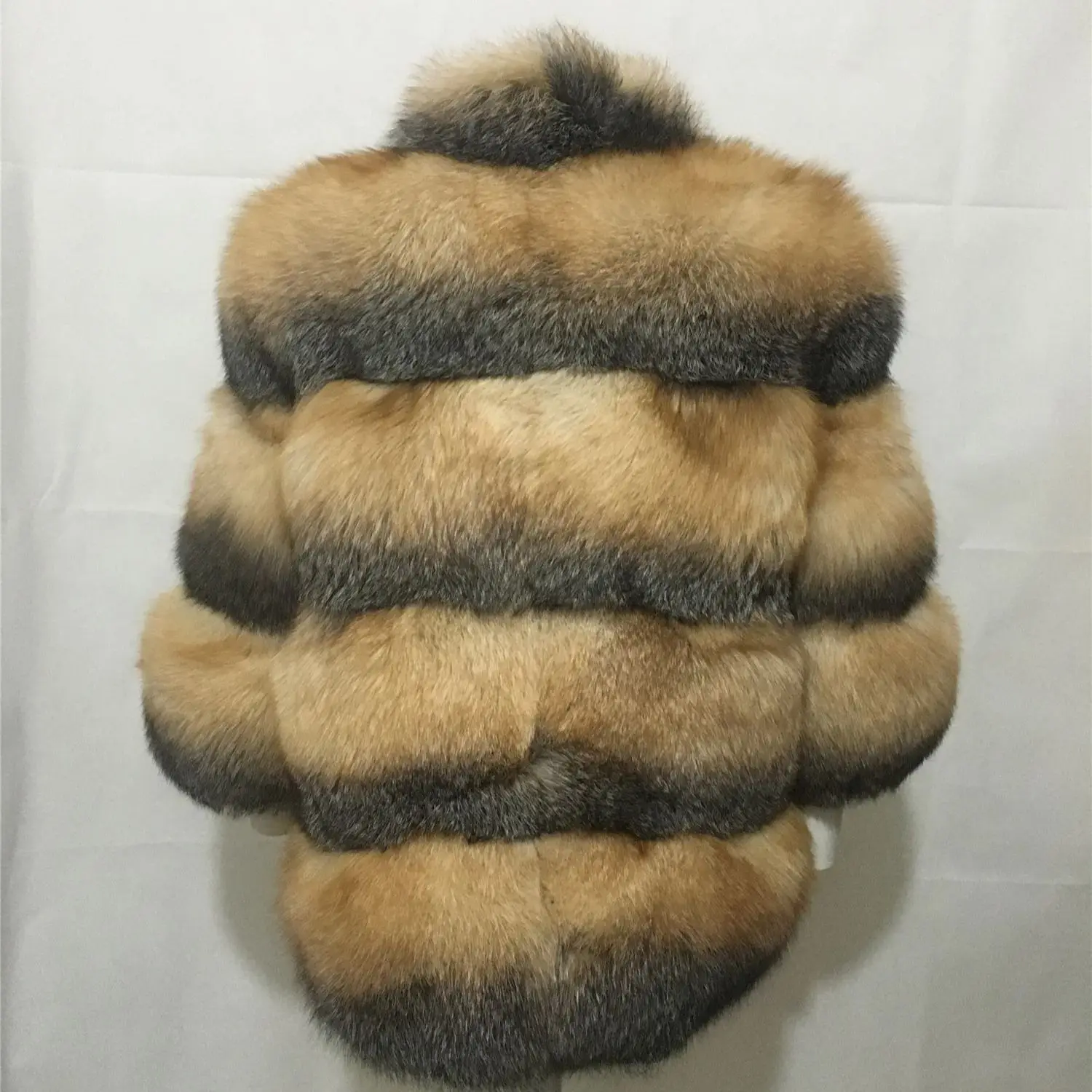 Real Natural Full Pelt Golden Island Fox Fur Coat With Lapel 210733 Women New Winter Warm Furry