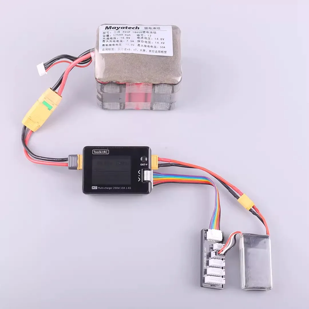 ToolkitRC M7 200W SC100 밸런스 충전기 방전기 ADP100 포함 1-6S 리포 배터리 전압 서보 체커 수신기 신호 테스트