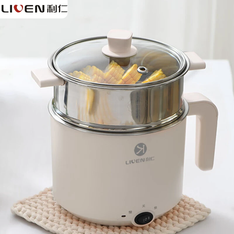 Liven Electric Multi Cooker 1.8L with 304 Stainless Steel Steamer Multifunctional Cooking Rice Porridge Noodle Mini Hot Pot 600W