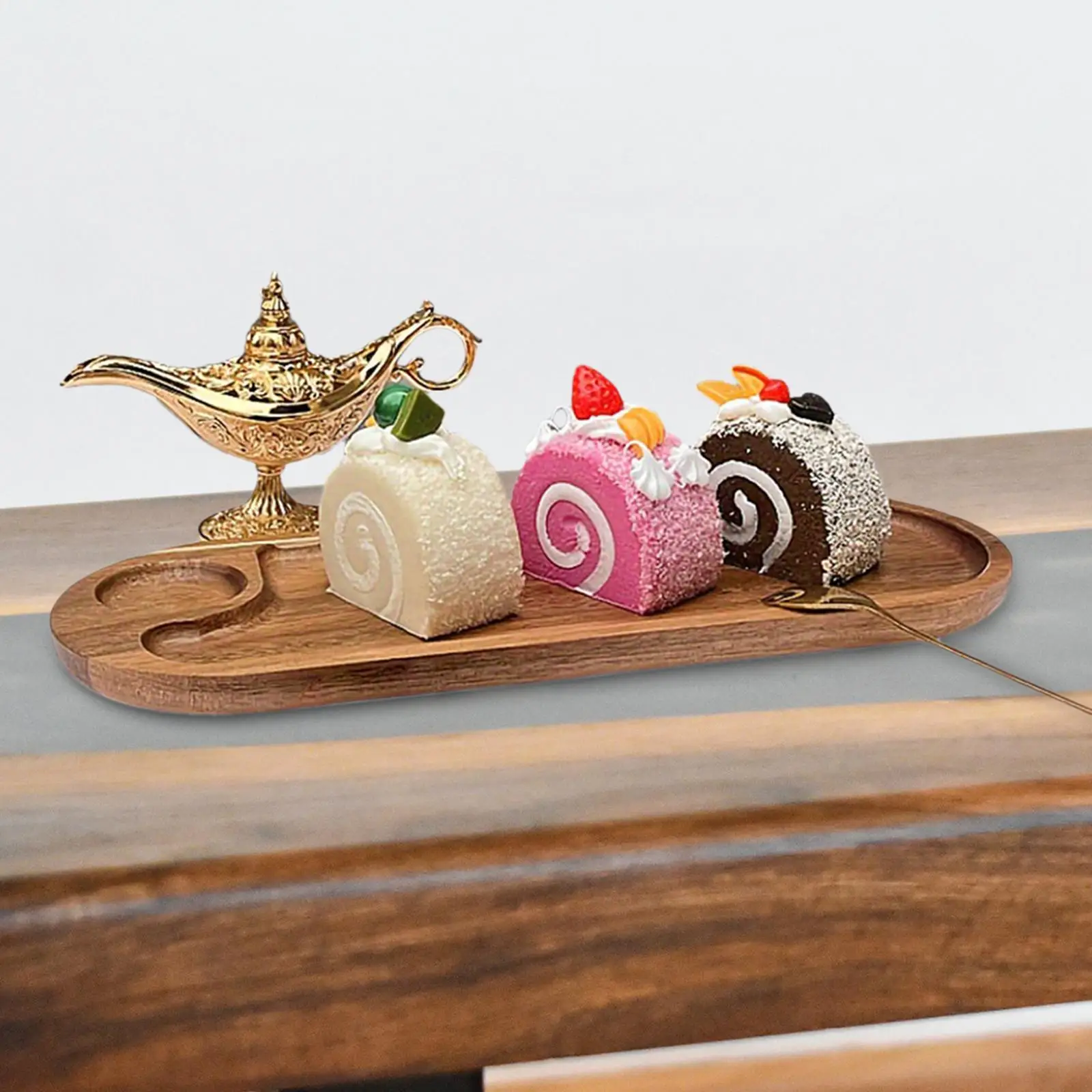 Wooden Tray Dessert Plate Modern Housewarming Gift Dinner Tray Food Tray Food Platter for Home Kitchen Countertop Living Room