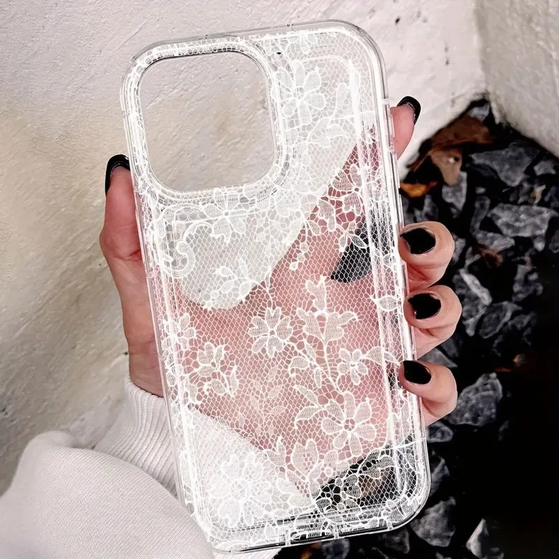 Elegant Lace Design Phone Case - Stylish Protective Back Cover
