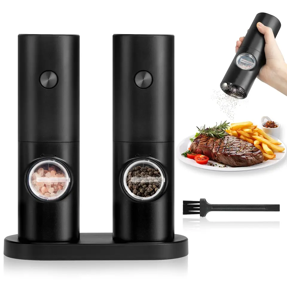 Electric Salt and Pepper Grinder Set with LED Light