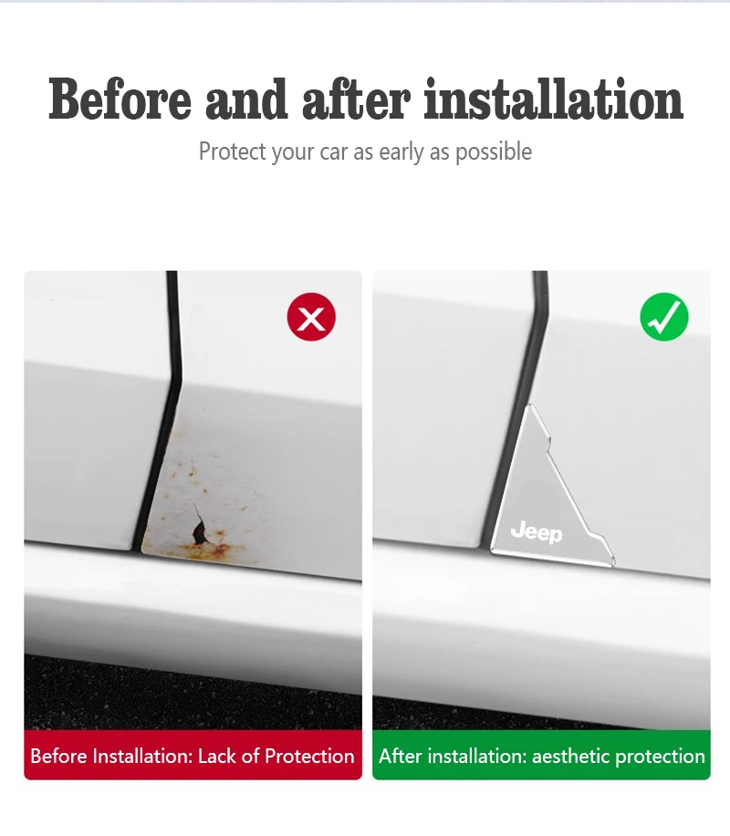지프 랭글러 레니게이드 컴패스 그랜드 체로키 패트리어트 루비콘용 4개 자동차 도어 실리콘 버퍼 스티커 충돌 방지 스크래치 방지