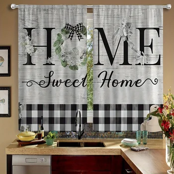 VIKAMA Green Petals Cottage Kitchen Curtains – Cafe & Bathroom Window Decor 1