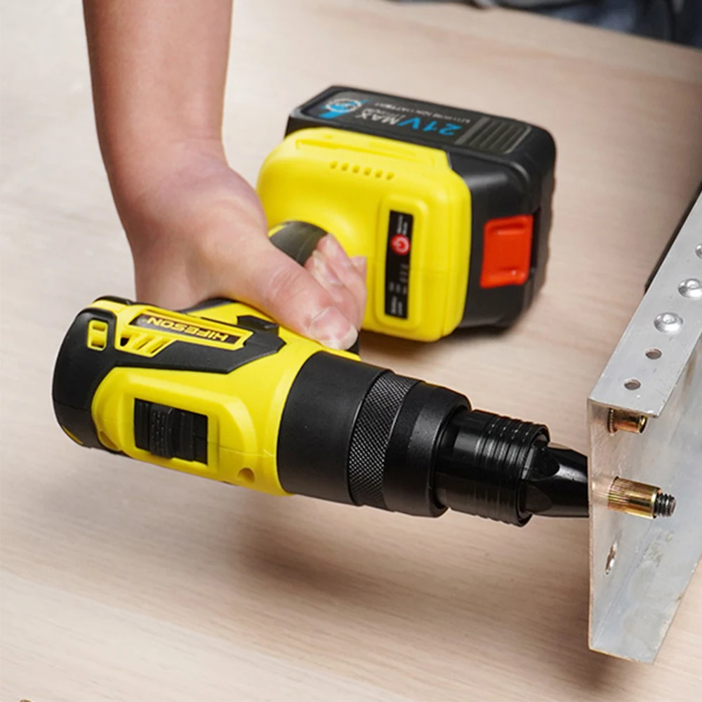 HIFESON electric riveter rivet gun Powerful Brushless Electric Ramm Gun 21V Rechargeable