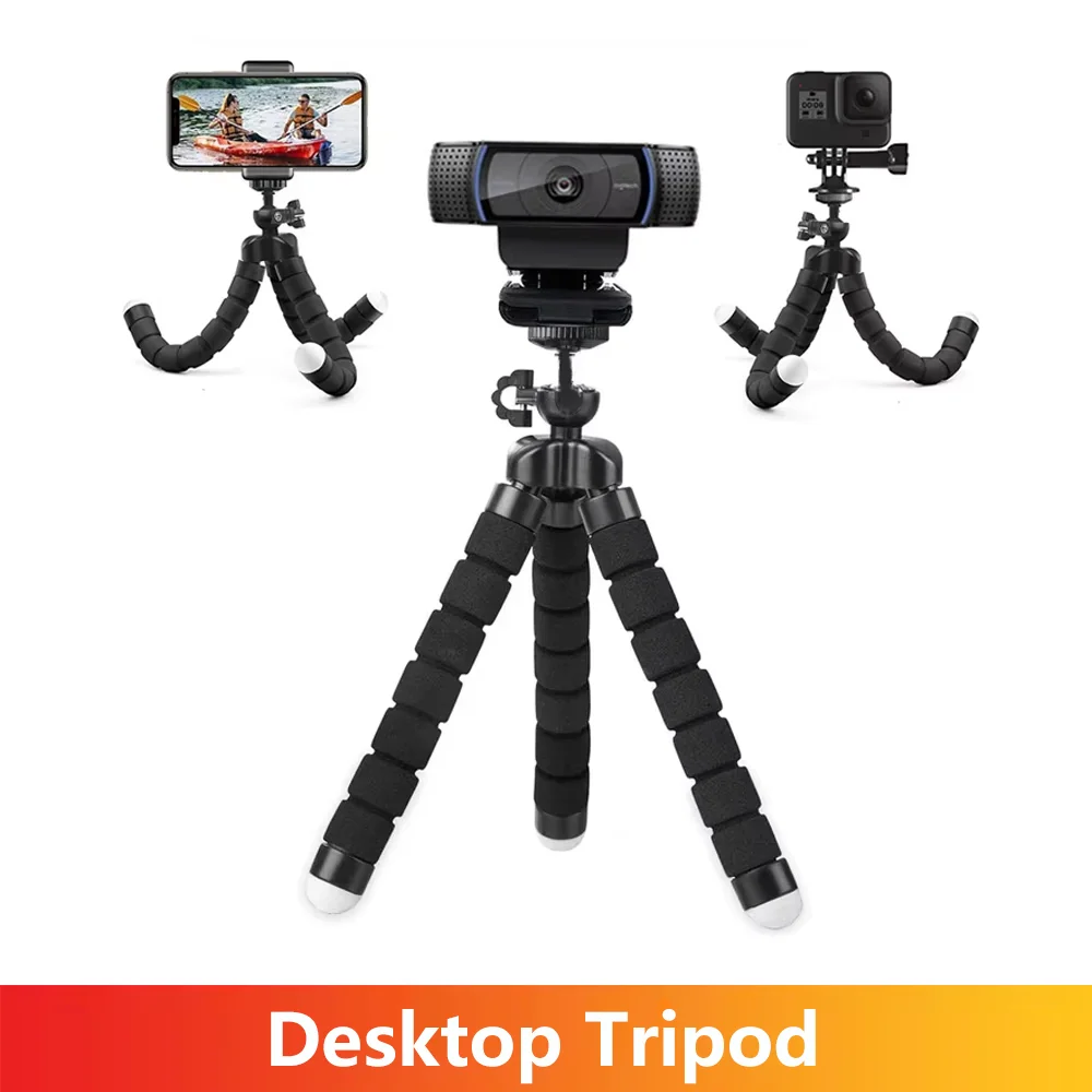 Mini Flexibles Oktopus-Stativ mit 360° Drehung ° Kugelkopf, 1/4-Zoll-Schraube, tragbarer Tischständer für GoPro-Kamera, Webcam, Smartphone, Vlogging