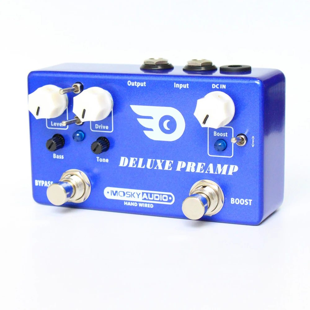 MOSKYaudio DELUXE PREAMP 멀티 이펙트 오버드라이브 부스트 트루 바이패스 클래식 풋 스위치 이펙터, 기타 페달 이펙트 페달 