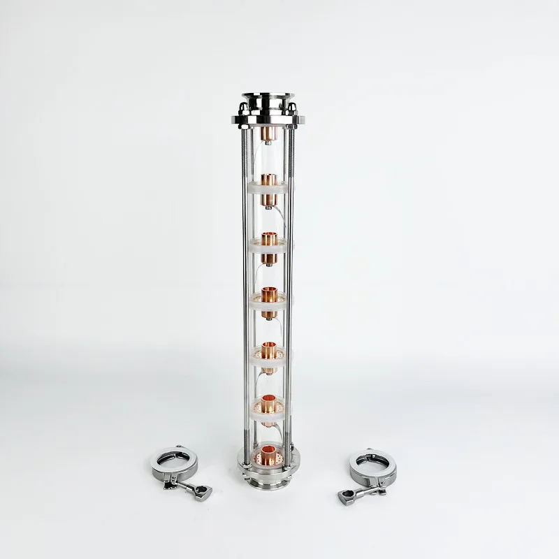 2"(51mm) Flage64mm Distillation Column With 7pcs Copper Bubble Plates For Distillation,7 Floors