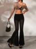 Europe And The United States Selling Six Sides Of Splicing Mesh Through Horn Pants Summer Sexy High Waist Breathable Slim Pants 5