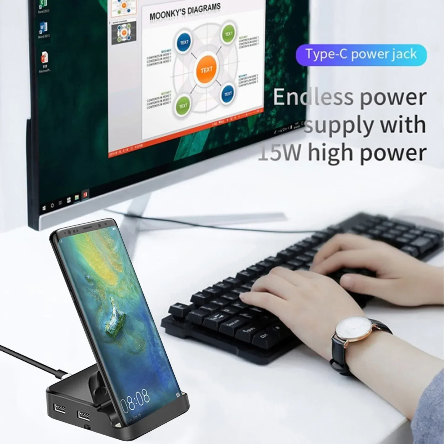 8 in 1 Type C HUB Docking Station Phone Stand USB C To HDMI-compatible Dock Power Charger Adapter For cell phone