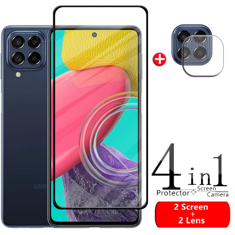 

4 в 1 для Samsung M53 стекло для Samsung M53 стекло HD 9H полное клеевое покрытие Защита экрана для Samsung Galaxy M 53 M53 стекло для объектива