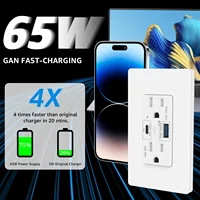 1Pcs PD3.0 65W Type C Outlet Fast Charging USB-C Charger 15 Amp Receptacle Plug Electrical USB Socket Charge for iPhone Android 1