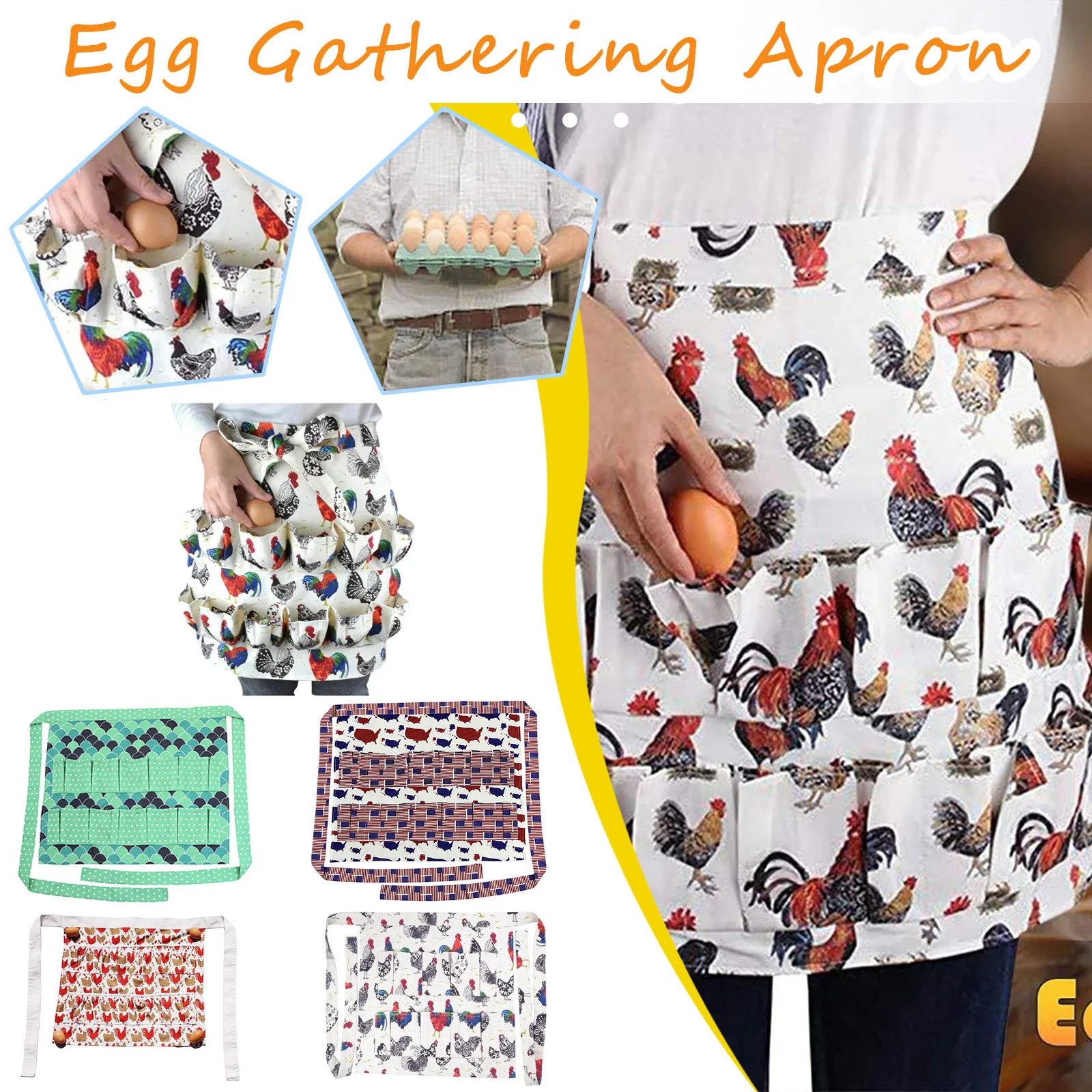 12 Deep Pockets Hold Chicken Multi pocket Egg Collecting Harvest Aprons Chicken Farm Working