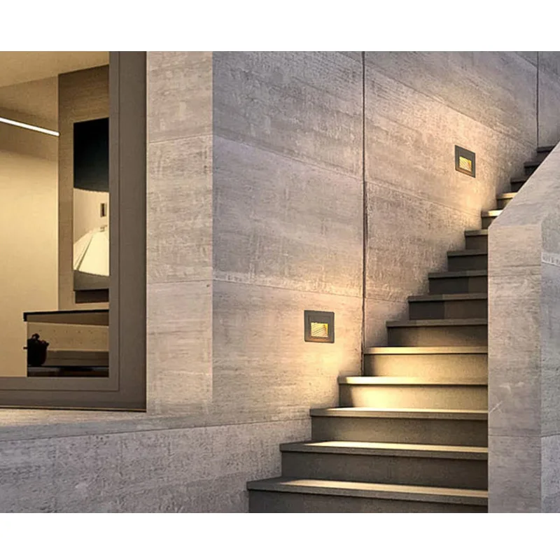 58MM/86MM LED Wall Lamp 3W 5W Aluminum Stair light Recessed LED Step Lamp Pathway Wall Corner Lamps AC110V 220V Light DC12V
