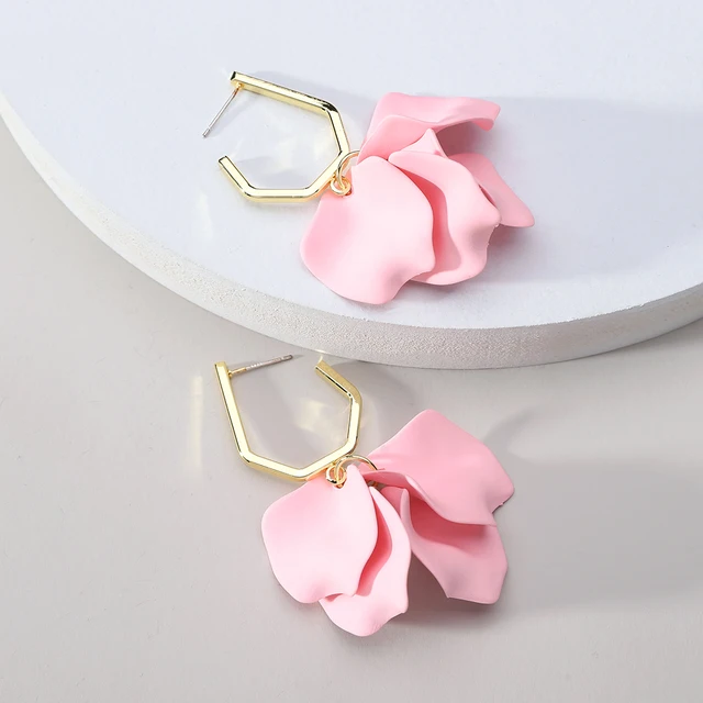 Korean Fashion Acrylic Rose Petals Flower Dangle Earrings For Women 2022 Trend Luxury Design Wedding Party Jewelry Accessories 5