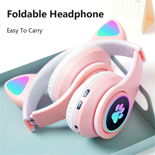 ecouteur Bluetooth Cat Ear pour enfants, lumière LED, flash stéréo – Image 5