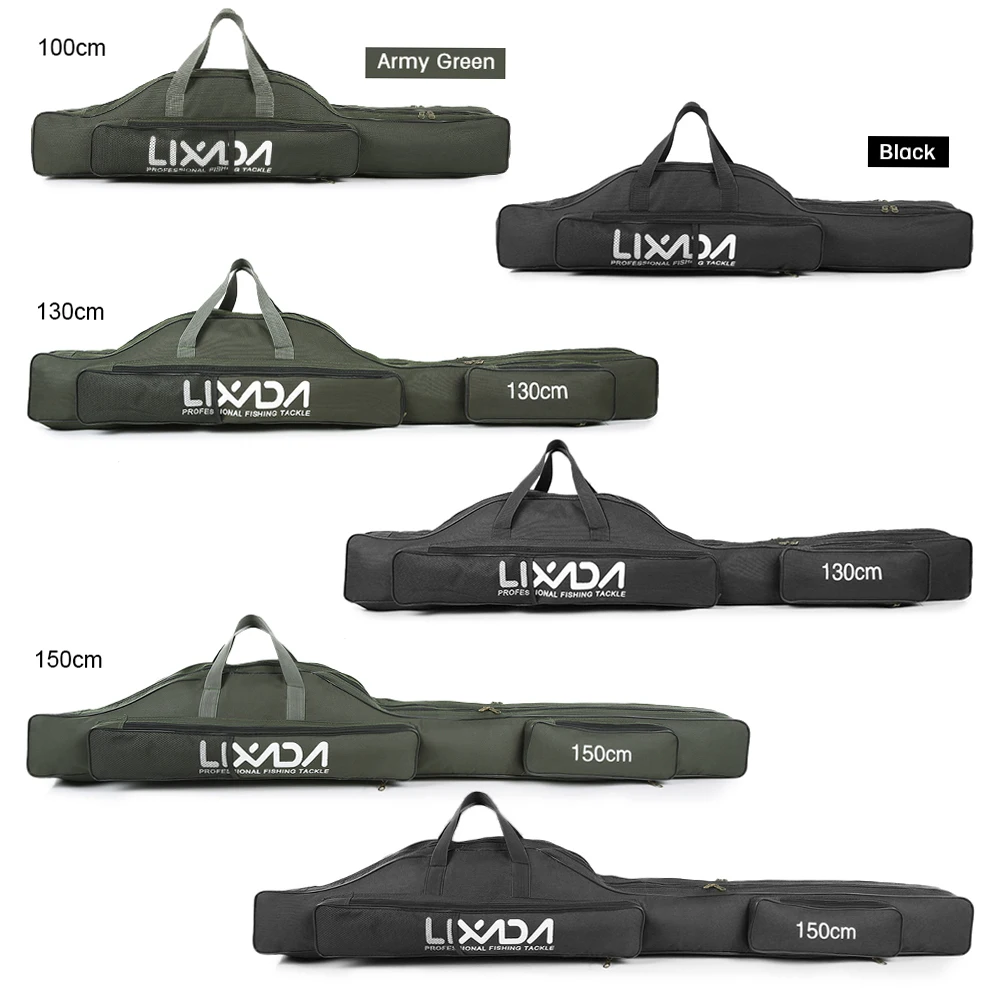 Sac de pêche Lixada pliable 100-150cm pour canne, moulinet et matériel - Transport pratique