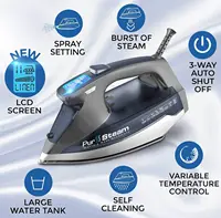 Steam Iron for Clothes 1800W with LCD Screen, Nonstick Ceramic Soleplate, Auto Shutoff, Anti-Drip, Self-Cleaning 2