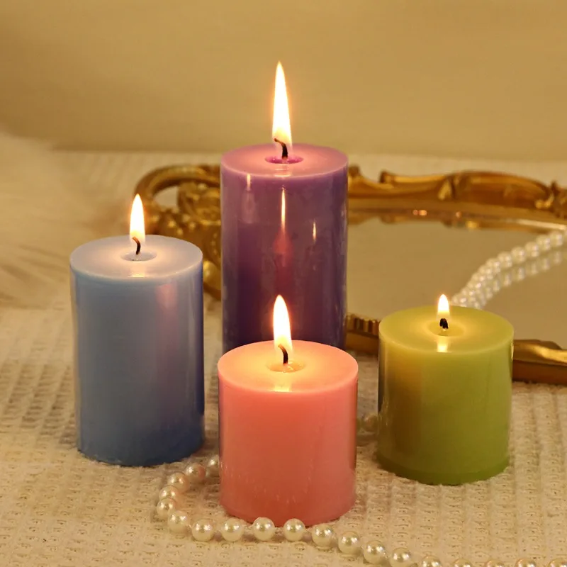 Elegant Minimalist Cylindrical Scented Candle Set for Romantic Ambiance and Home Decor