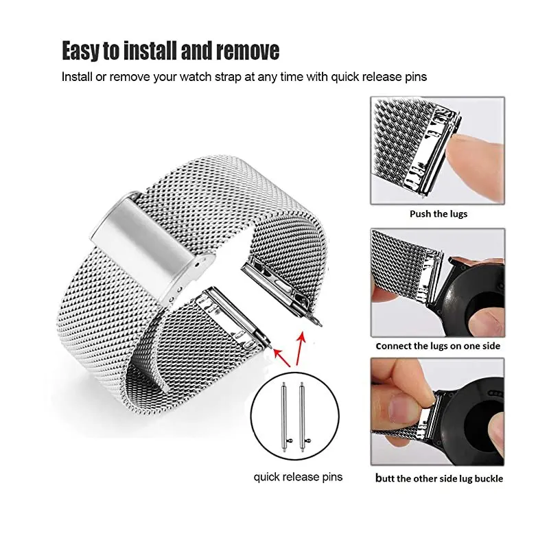 Elegant Milanese Loop Strap - Timeless Stainless Steel Mesh Bracelet for Smartwatches (22mm/20mm)