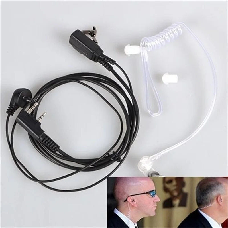 5pcs Air Acoustic Tube Earpiece 2 Pin Headset Mic PTT for Kenwood Walkie Talkie HYT BaoFeng GT-3 UV-5R UV-6R KG-UVD1P PX-777 2