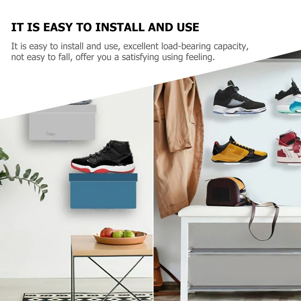 6 Pcs Transparent Acrylic Shoe Rack Floating Shelves Wall Mounted Display Shelf Sneaker Storage Wardrobe ganizer Home Garden 6
