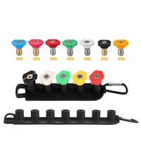 High Pressure Washer Tips Set With Nozzle Holder 7 Nozzle Tips 1/4 Inch Quick Connect 4000 PSI 5 Holes Holder for Pressure Gun 1