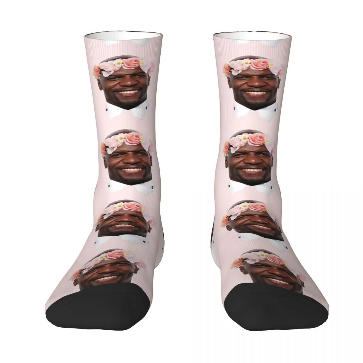 Terry Crews Flower Crown Adult Socks Unisex socks,men Socks women Socks tie dyed socks for men and women middle tube sweat absorption terry breathable street socks student plaid high tube socks women