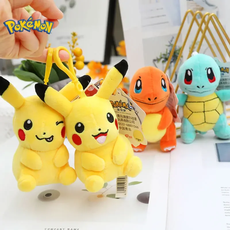 

New Anime 12cm Pikachu Plush Toy Pokemon Kawaii Bedroom Decoration Stuffed Doll Charmander Squirtle Bulbasaur Children Toy Gift